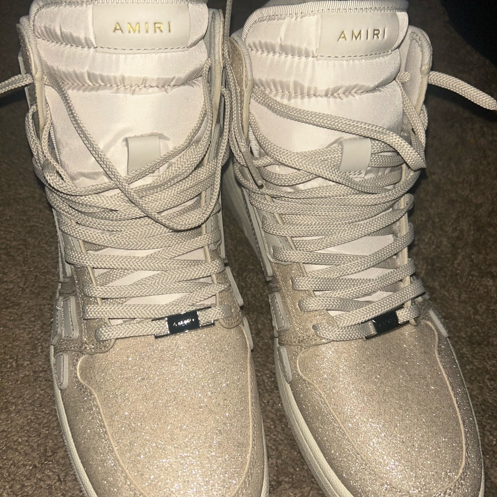 AMIRI Women's Glitter High-Top Sneakers - Beige